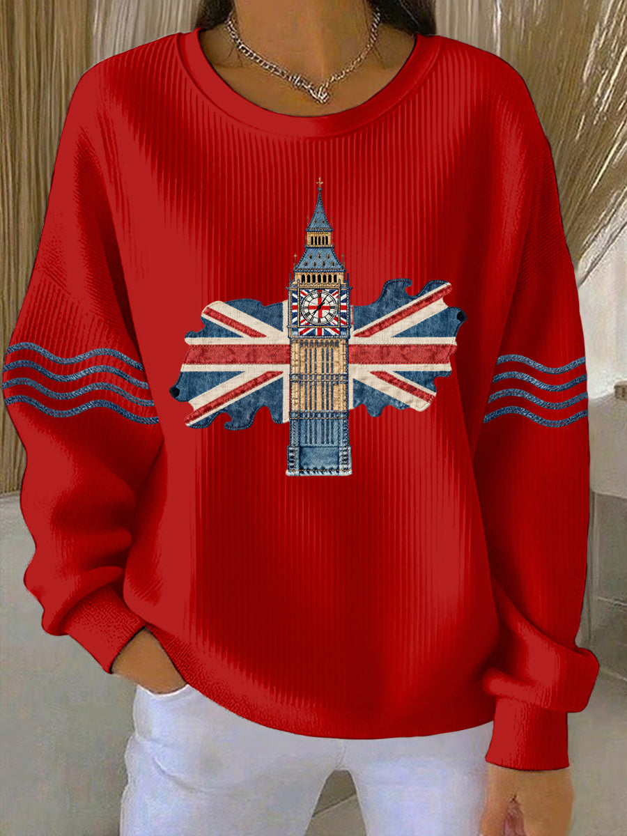 Women's British style  Print Casual Sweatshirt-2