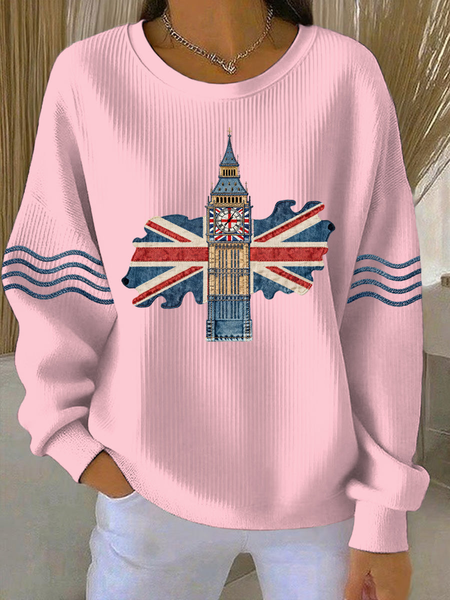 Women's British style  Print Casual Sweatshirt-3