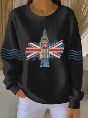 Women's British style  Print Casual Sweatshirt-4
