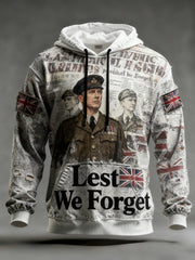 Men's Remembrance Day Lest We Forget Printed Hoodie