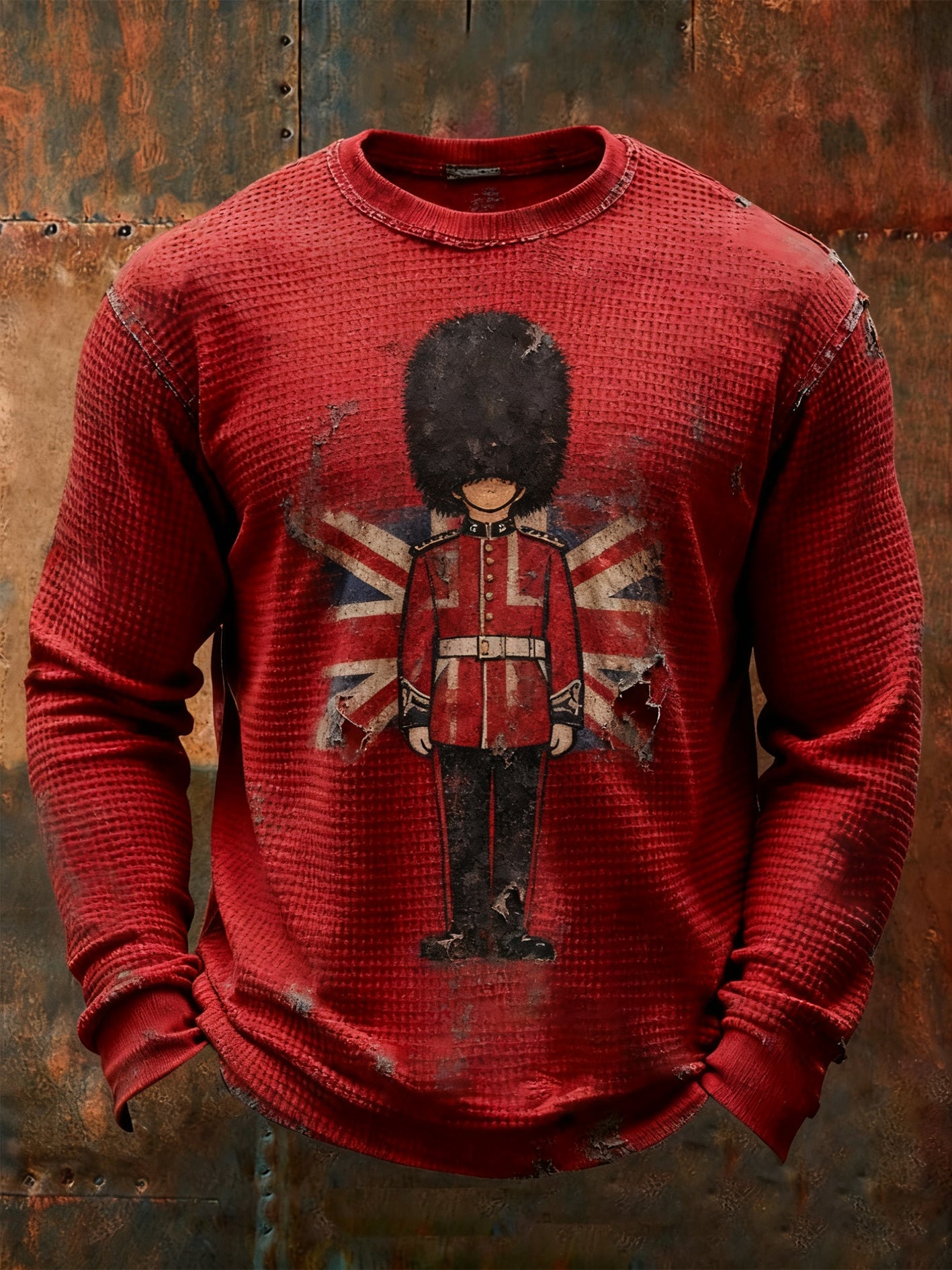 Men's Vintage UK Flag Waffle Top