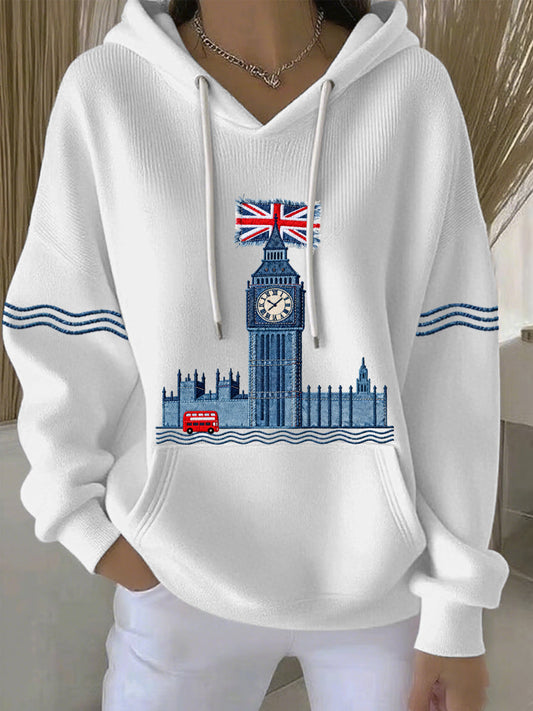 Women's British style Print Casual Hoodie