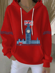 Women's British style Print Casual Hoodie-2