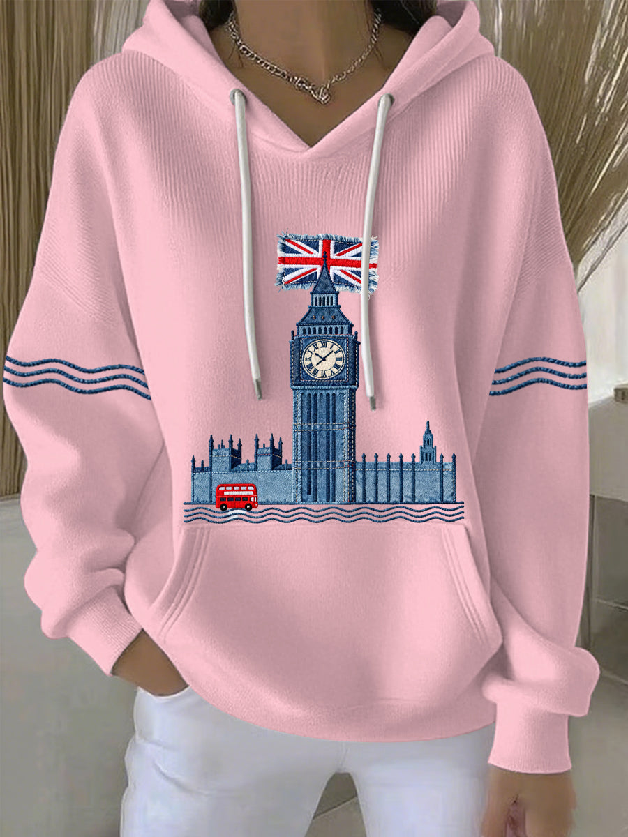 Women's British style Print Casual Hoodie-3