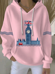Women's British style Print Casual Hoodie-3