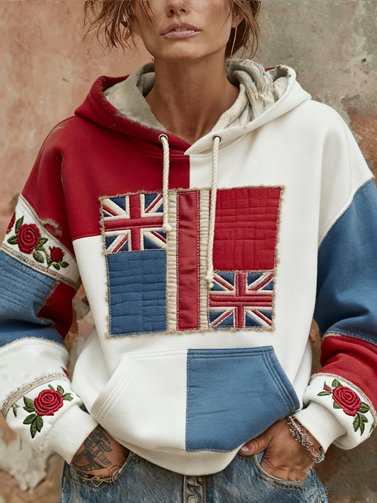 Women's British floral patchwork hoodie