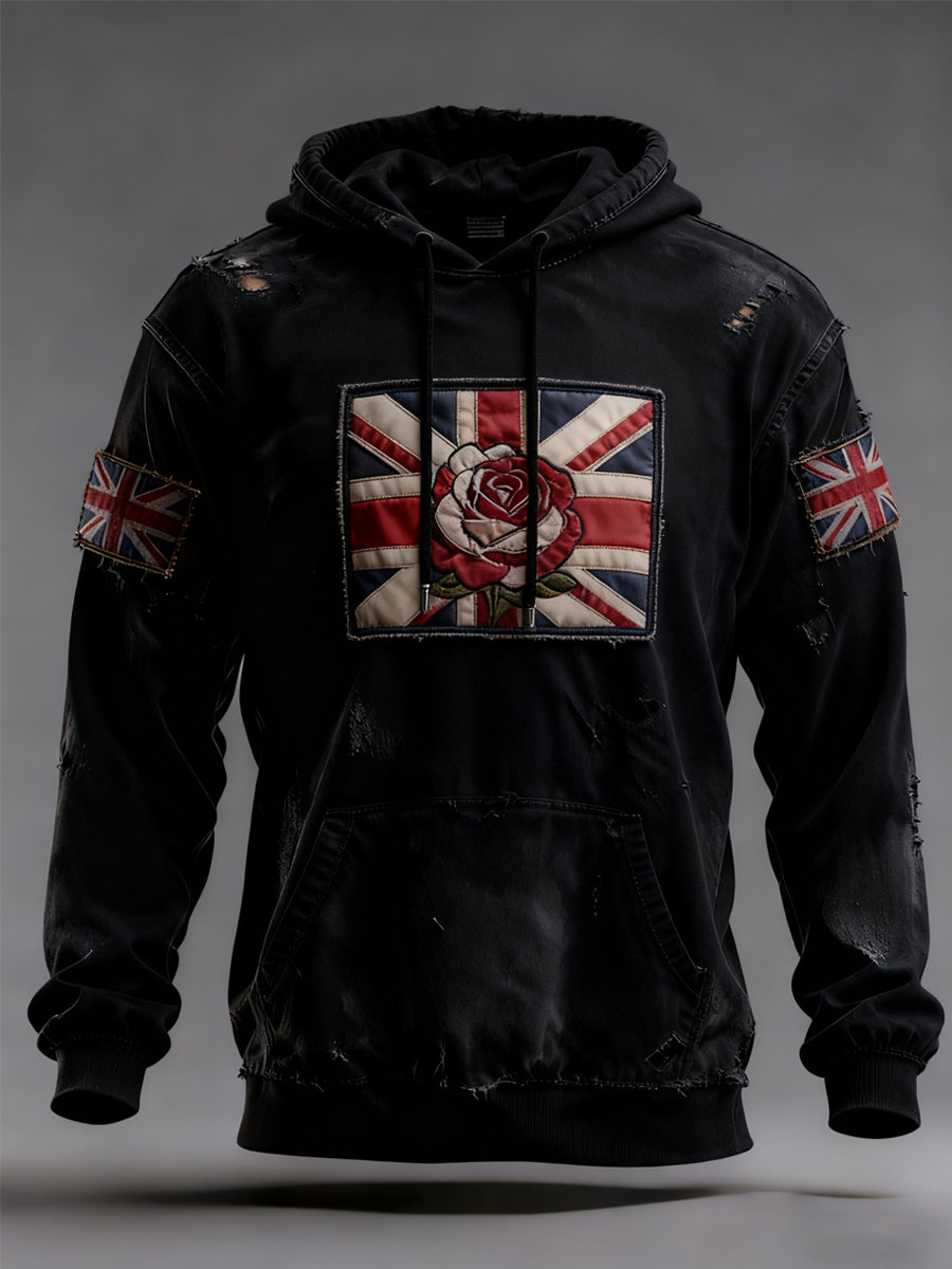 Women's British Rose Printed hoodie-1