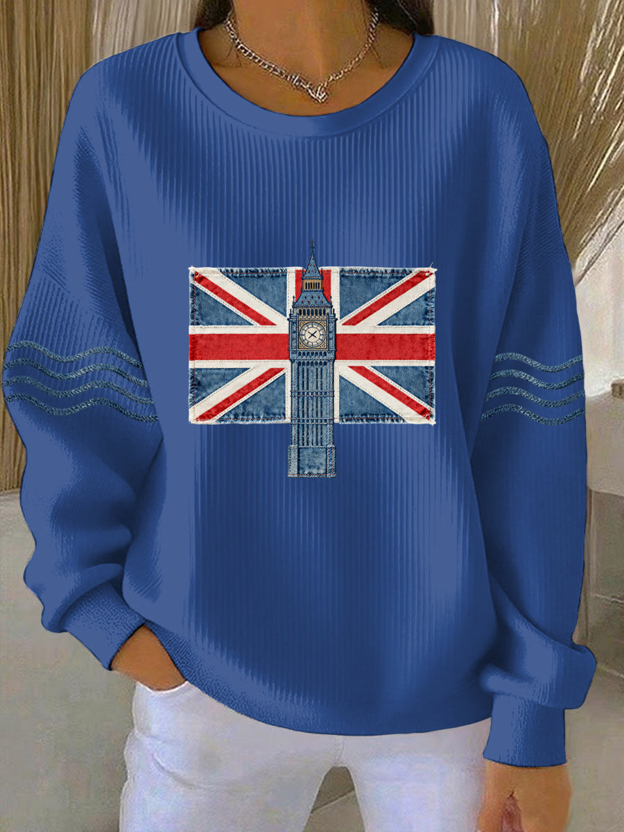 Women's British style  Print Casual Sweatshirt-1