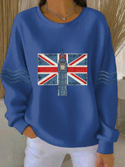 Women's British style  Print Casual Sweatshirt-1