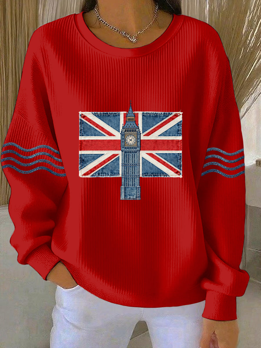 Women's British style  Print Casual Sweatshirt-2