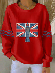 Women's British style  Print Casual Sweatshirt-2