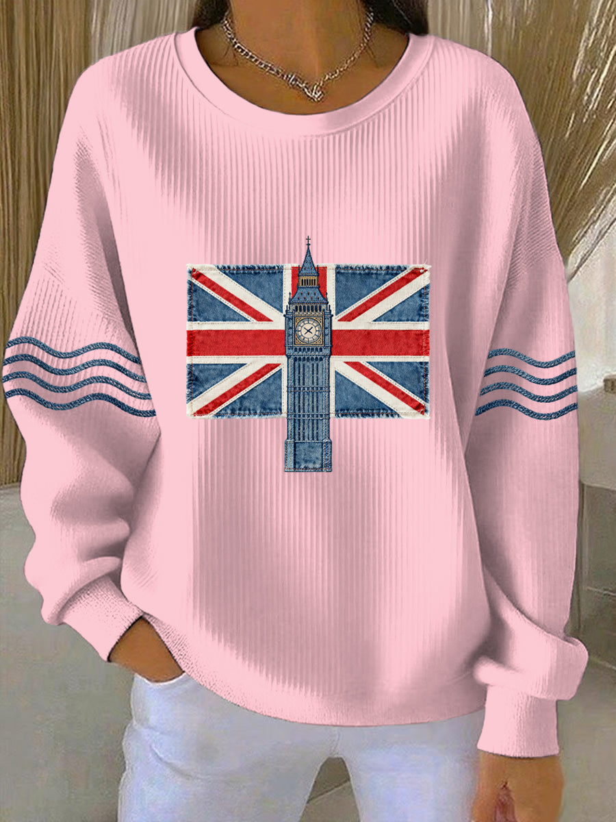 Women's British style  Print Casual Sweatshirt-3
