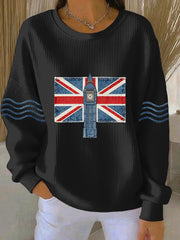 Women's British style  Print Casual Sweatshirt-4