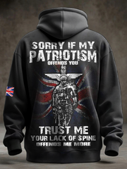 Men's  British Veteran Oversized Drop-Shoulder Hoodie with Pockets-1