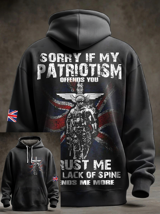 Men's  British Veteran Oversized Drop-Shoulder Hoodie with Pockets