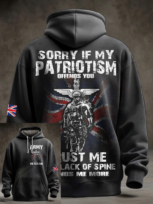 Men's  British Veteran Oversized Drop-Shoulder Hoodie with Pockets