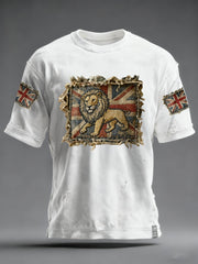 Men's Vintage England Flag Lion Printed T-shirt-1