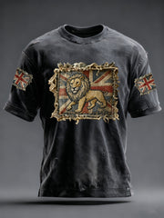 Men's Vintage England Flag Lion Printed T-shirt-4
