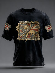 Men's Vintage England Flag Lion Printed T-shirt-2