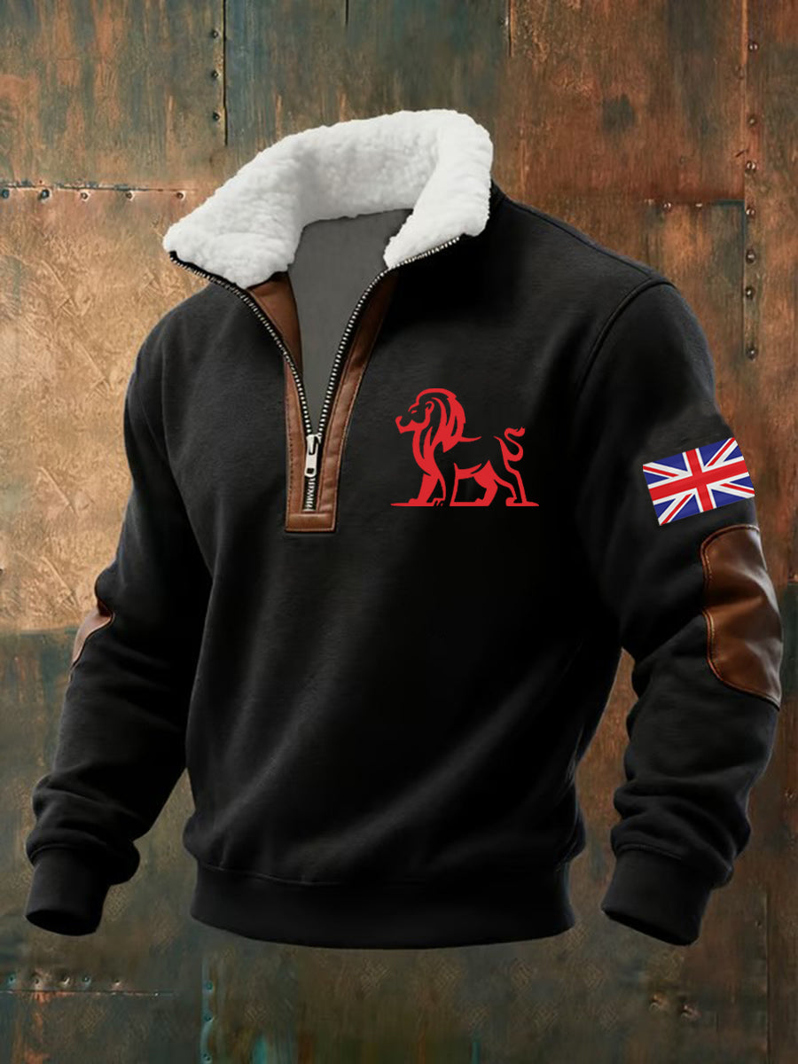 Men's Vintage British Lion Print Sweatshirt-2