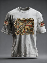 Men's Vintage England Flag Lion Printed T-shirt-5