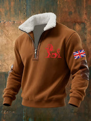 Men's Vintage British Lion Print Sweatshirt-4