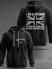 Men's UK Retired Veteran Printed Hoodie