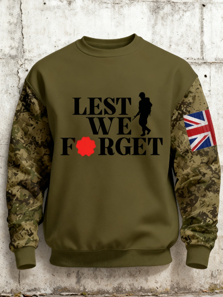 Men's 11th November Remembrance Day LEST WE'S FORGET Poppy Remembrance Sweatshirt