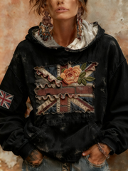 Women's British Rose Printed hoodie-2