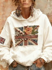 Women's British Rose Printed hoodie-3