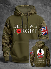 Men's 11th November Remembrance Day LEST WE'S FORGET Poppy Remembrance Hoodie-2