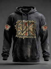 Men's Vintage England Flag Lion Printed Hoodie-3