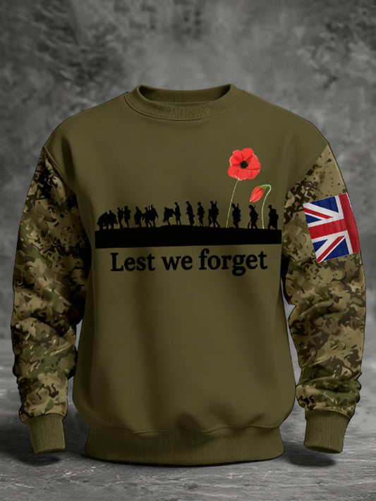 Men's 11th November Remembrance Day LEST WE'S FORGET Poppy Remembrance Sweatshirt
