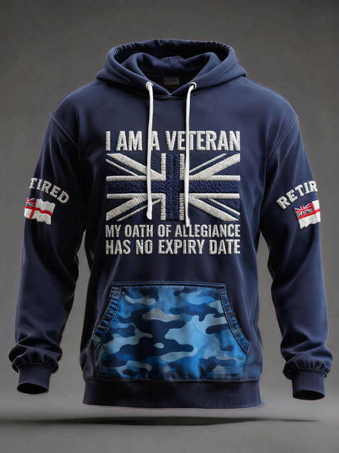 Men's UK Retired Veteran Printed Hoodie