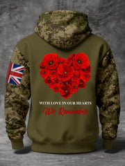 Men's 11th November Remembrance Day LEST WE'S FORGET Poppy Remembrance Hoodie-1