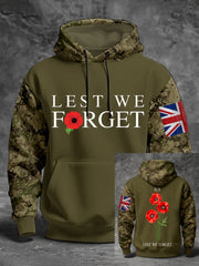 Men's 11th November Remembrance Day LEST WE'S FORGET Poppy Remembrance Hoodie-2
