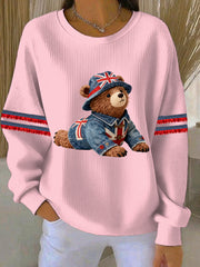 Women's British style  Print Casual Sweatshirt-3