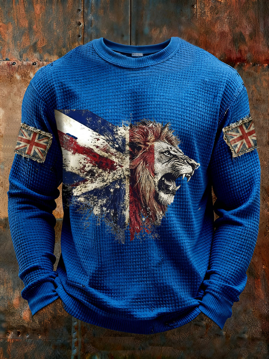 Men's UK Flag Waffle Long Sleeve T-Shirt-1