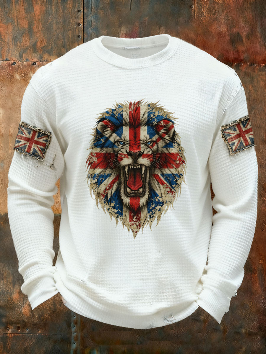 Men's UK Flag Waffle Long Sleeve T-Shirt-2