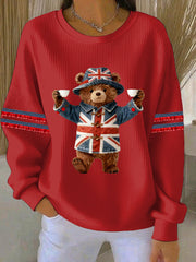 Women's British style  Print Casual Sweatshirt-1