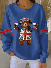 Women's British style  Print Casual Sweatshirt-2