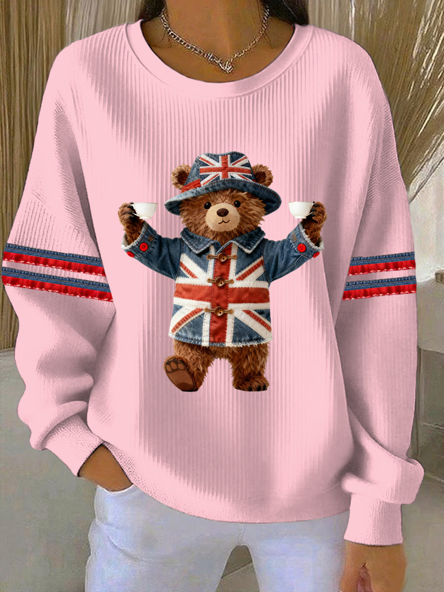 Women's British style  Print Casual Sweatshirt-3