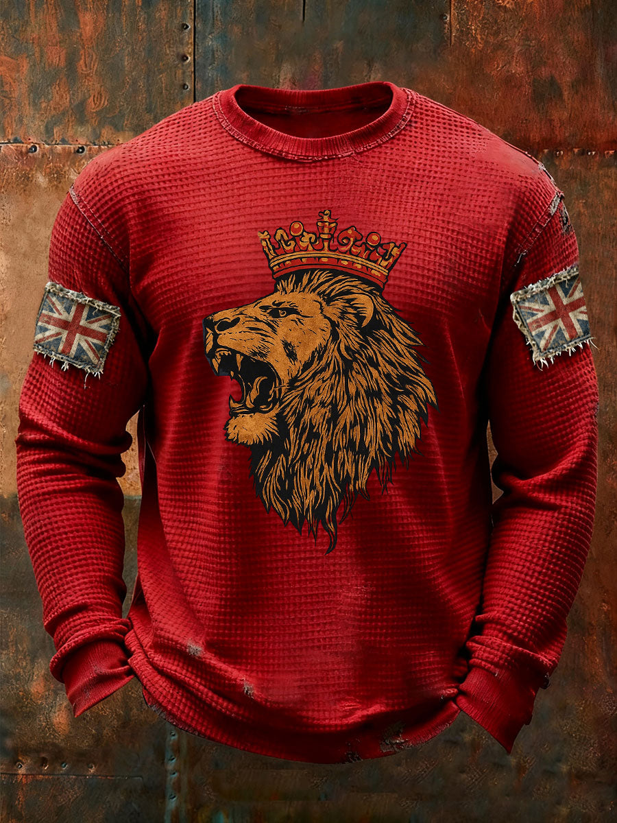 Men's UK Flag Waffle Long Sleeve T-Shirt-1