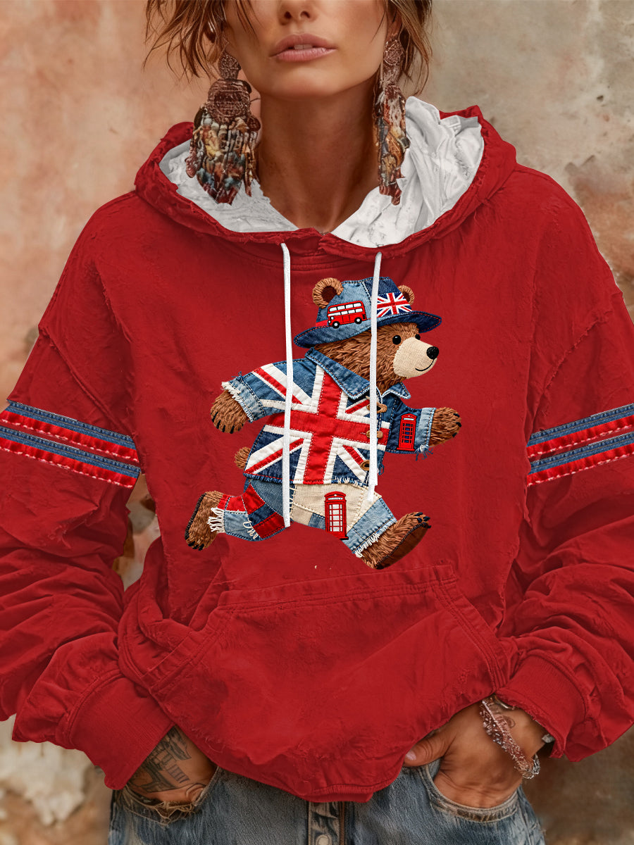 Women's British style Print Casual Hoodie-1