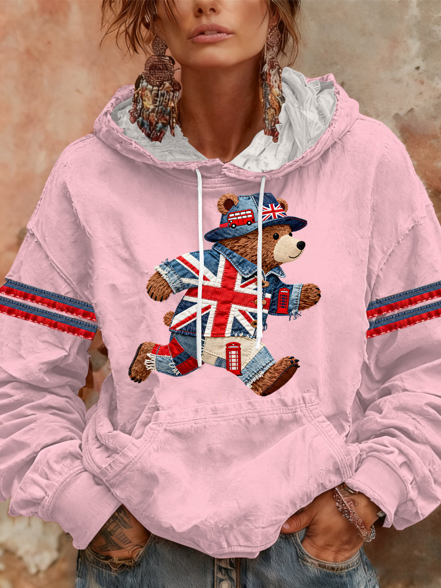 Women's British style Print Casual Hoodie-3