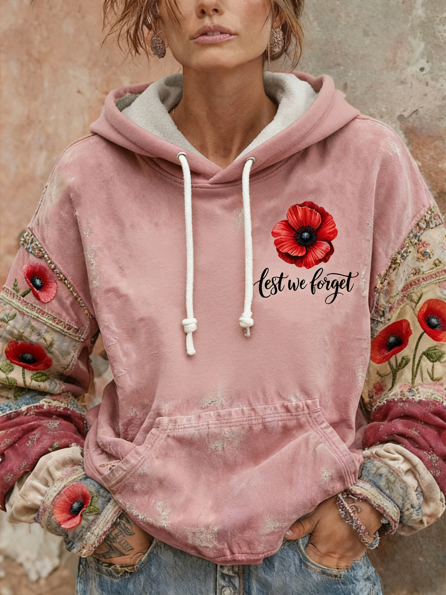 Women's Remembrance Day poppy flower hoodie