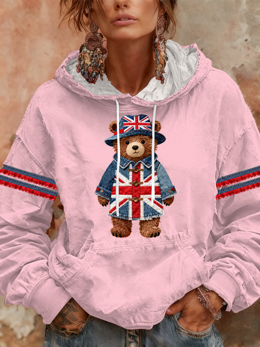 Women's British style Print Casual Hoodie-3