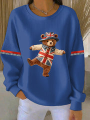 Women's British style  Print Casual Sweatshirt-1