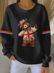 Women's British style  Print Casual Sweatshirt-4