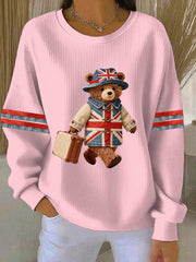 Women's British style  Print Casual Sweatshirt-3